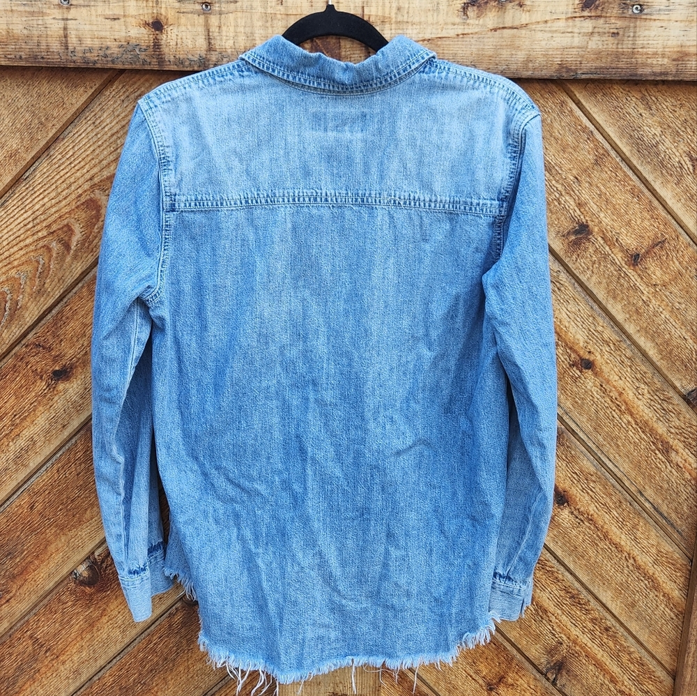 Lucky Brand Frayed Hem Button Up Shirt - Picture 2 of 5